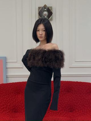 16ARLINGTON - CANTER MIDI DRESS / MERO/NOCCIOLA