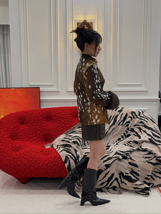 CARELLI - Bambi Deer Jacket in Brown Fawn Print