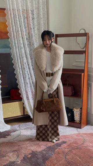 YVES SALOMON MANTEAU 119CM SABLE