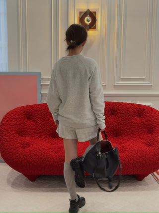 SPORTY & RICH - SR Runner Soft Crewneck in Gray