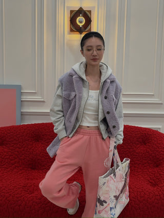 SPORTY & RICH - Juicy Emblem Wide Sweatpant in Rose