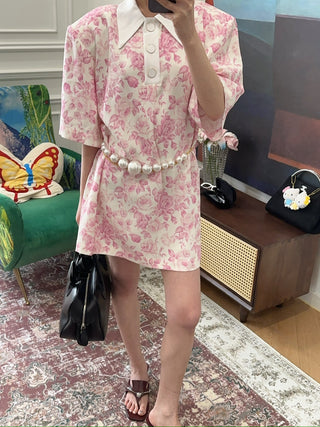 ROWEN ROSE Asymmetric Pearl Chain Belt