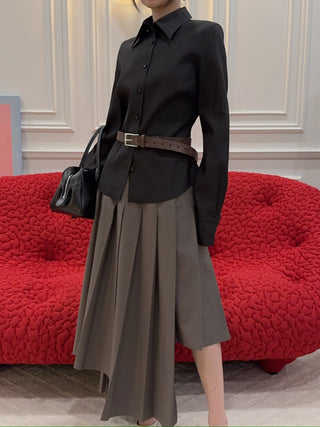 ROKH Box Pleats Midi Skirt