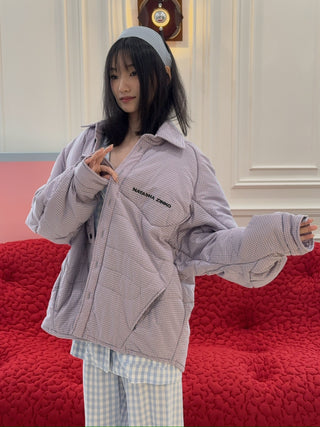 NATASHA ZINKO COTTON CHECKED MUSCLE JACKET