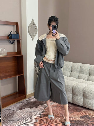 THE MANNEI - Wool Bermuda Shorts in Grey