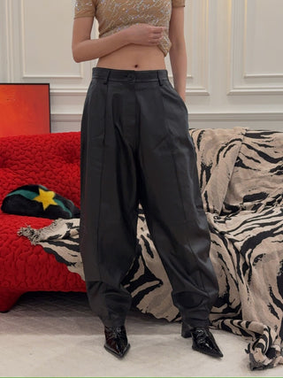 YVES SALOMON - Lambskin Leather Balloon Pants in Black