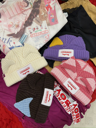 LOVERBOY - CHUNKY EARS BEANIE in BROWN LIGHT BLUE