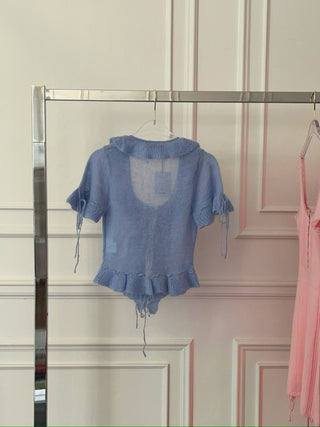 GUIZIO RUFFLE KNIT TIE TOP