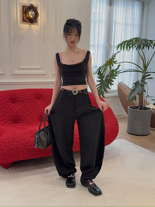 MAGDA BUTRYM Double layer tank top in black