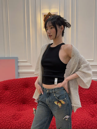ROKH Ribbed Cropped Tank Top