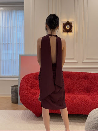 ROWEN ROSE - Jersey Short Dress with Plunging Neckline