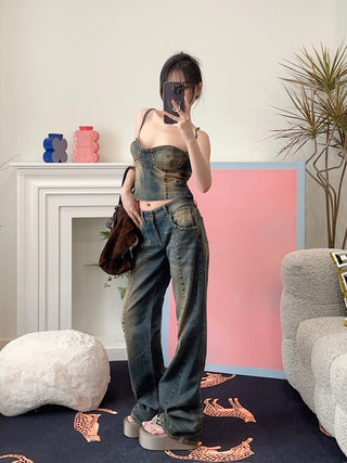BLUMARINE BOYFRIEND JEANS WITH STUDS AND LOGO