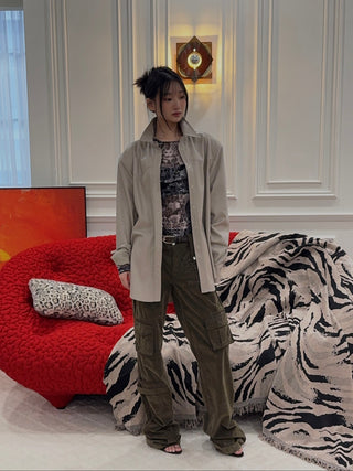 BLUMARINE - VELVET PANTS / DARK OLIVE