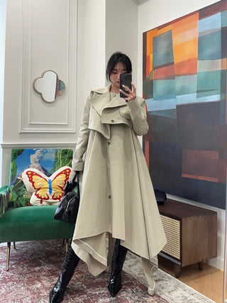 A.W.A.K.E. DOUBLE BREASTED COAT WITH ASYMMETRIC CUT