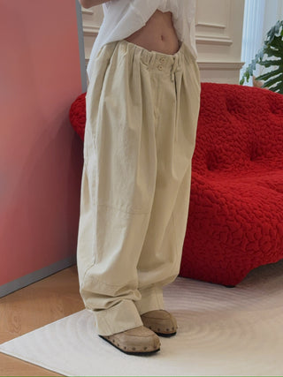 OPEN YY - FULL GATHER PANTS / Beige