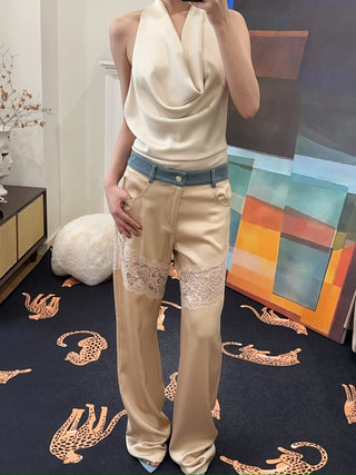 THE ANDAMANE VERUSHKA TOP Cowl Neck Top Satin Ivory