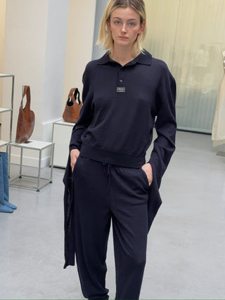 COPERNI - KNOTTED SLEEVED POLO TOP / BLUE