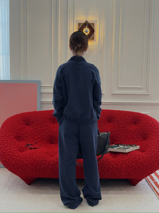 SPORTY & RICH - Vendome Straight Leg Sweatpant in Navy