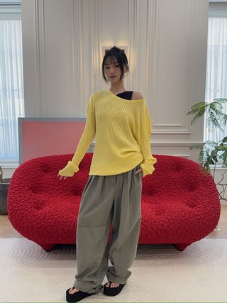 MM6 - FLUTED TEXTURE KNITWEAR / LEMON