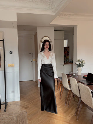 BEVZA STAND-COLLAR DRESS