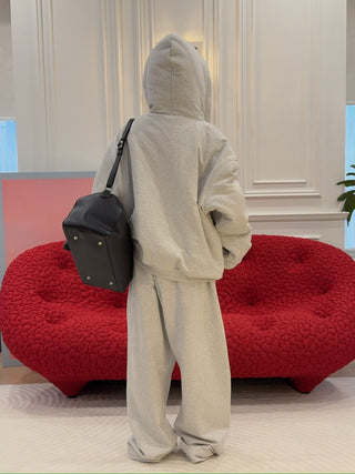 MAGDA BUTRYM - Lace-trimmed corduroy zip hoodie in grey