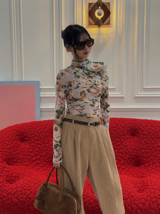 MAGDA BUTRYM - Pleated Tapered Trousers in Beige