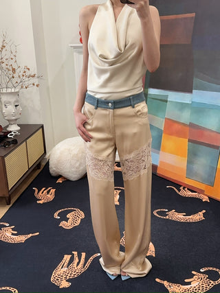 THE ANDAMANE VERUSHKA TOP Cowl Neck Top Satin Ivory