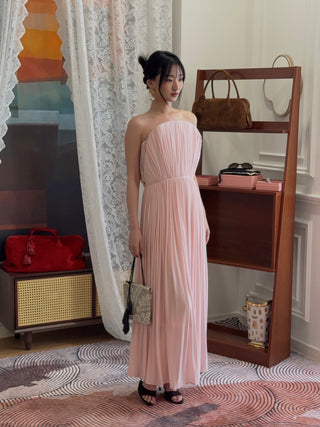 MAGDA BUTRYM - Strapless Pleated Corset Dress in Pink