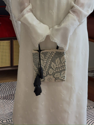 MAGDA BUTRYM - Julia Crochet Bag in Black Satin
