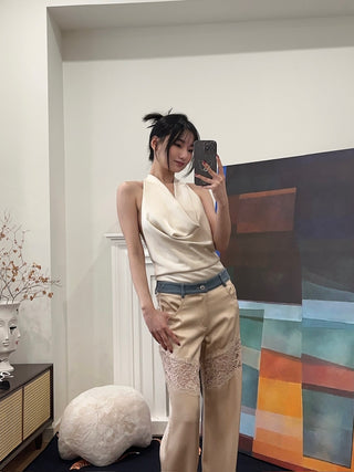 THE ANDAMANE VERUSHKA TOP Cowl Neck Top Satin Ivory