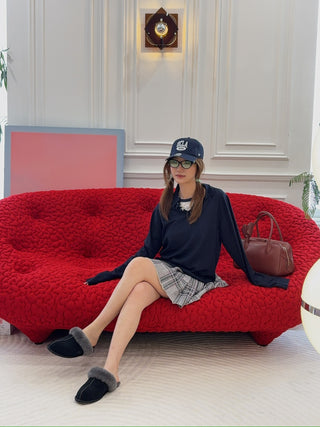 ALLUDE - Cashmere POLONECK SWEATER / NAVY