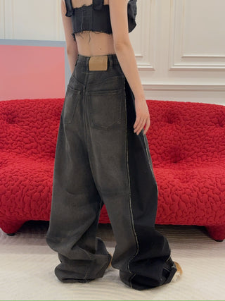 MM6 Maison Margiela BLACK WIDE LEGS 5 POCKET JEANS