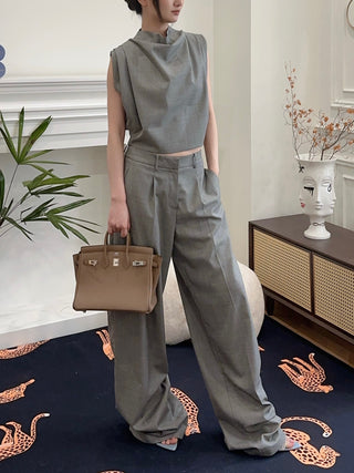 MAGDA BUTRYM Wide leg tailored wool pants in grey