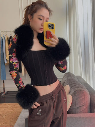 GUIZIO FAUX FUR KNIT BOLERO