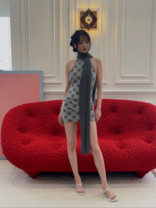 AYA MUSE - Axis Dress in Plaid Gray