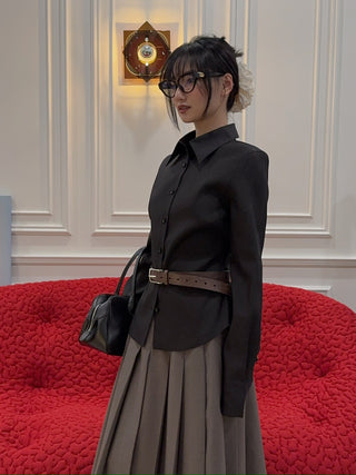 MAGDA BUTRYM - Tailored wool shirt in black