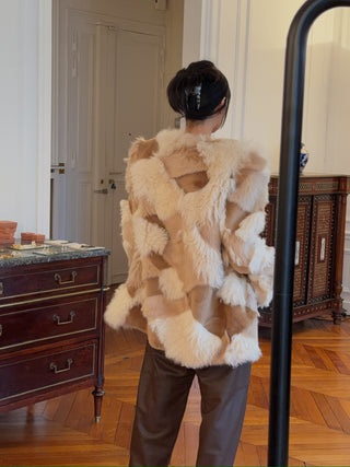 THE MANNEI - Shearling Jacket in Taupe/Brown/Ecru/Beige