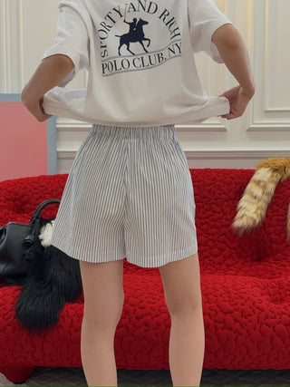 SPORTY & RICH - SRC Poplin Short in Blue Striped
