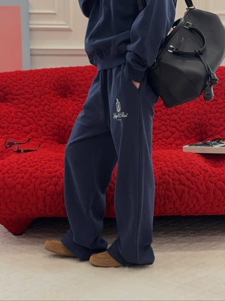 SPORTY & RICH - Vendome Straight Leg Sweatpant in Navy