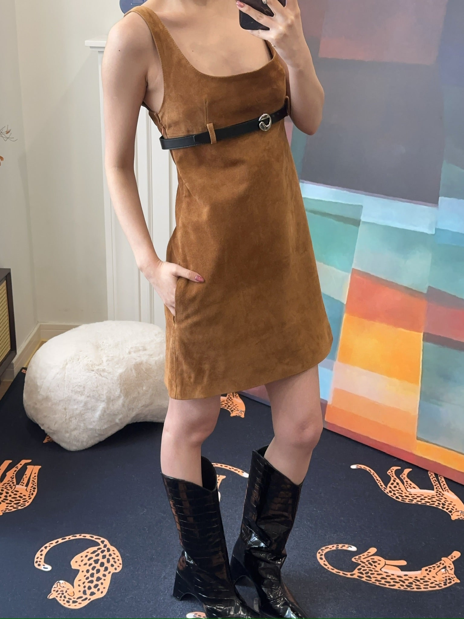 COPERNI - BELTED SUEDE MINI DRESS / BROWN BRW A'FAVOR SYDNEY COPERNI - BELTED SUEDE MINI DRESS / BROWN BRW A'FAVOR SYDNEY