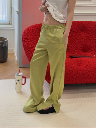 BLUMARINE - ENVERS SATIN PANTS / NILE GREEN