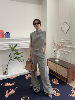 MAGDA BUTRYM Wide leg tailored wool pants in grey