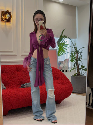 GIUSEPPE DI MORABITO SHIRT WITH FEATHERS