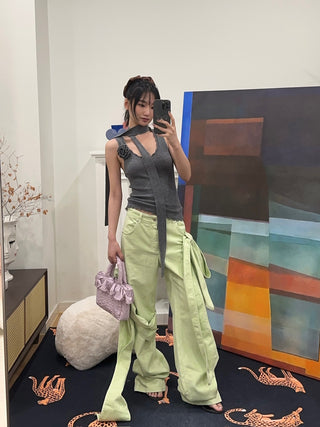 BLUMARINE DENIM PANTS WITH BOWS