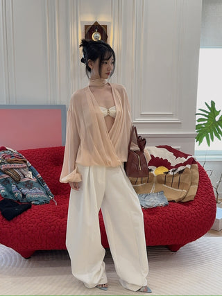 BLUMARINE - Wide Leg Pants In Double Crêpe