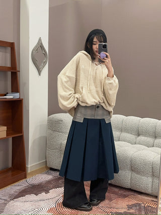 YOUSER - JACKET MIXED PLEATS SKIRT / NAVY