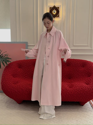 MAGDA BUTRYM - Belted Silk Trench Coat in Light Pink
