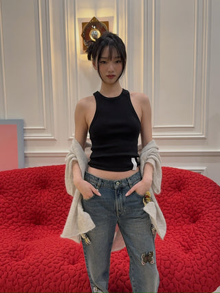 ROKH Ribbed Cropped Tank Top