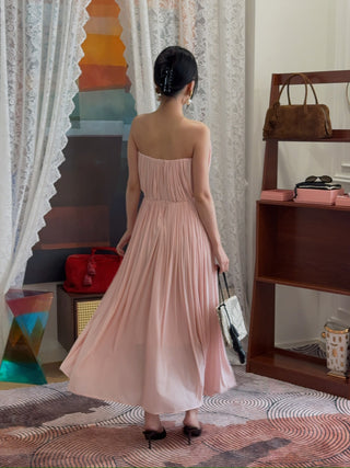 MAGDA BUTRYM - Strapless Pleated Corset Dress in Pink