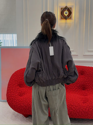 OPEN YY LINEN PANELED BOMBER